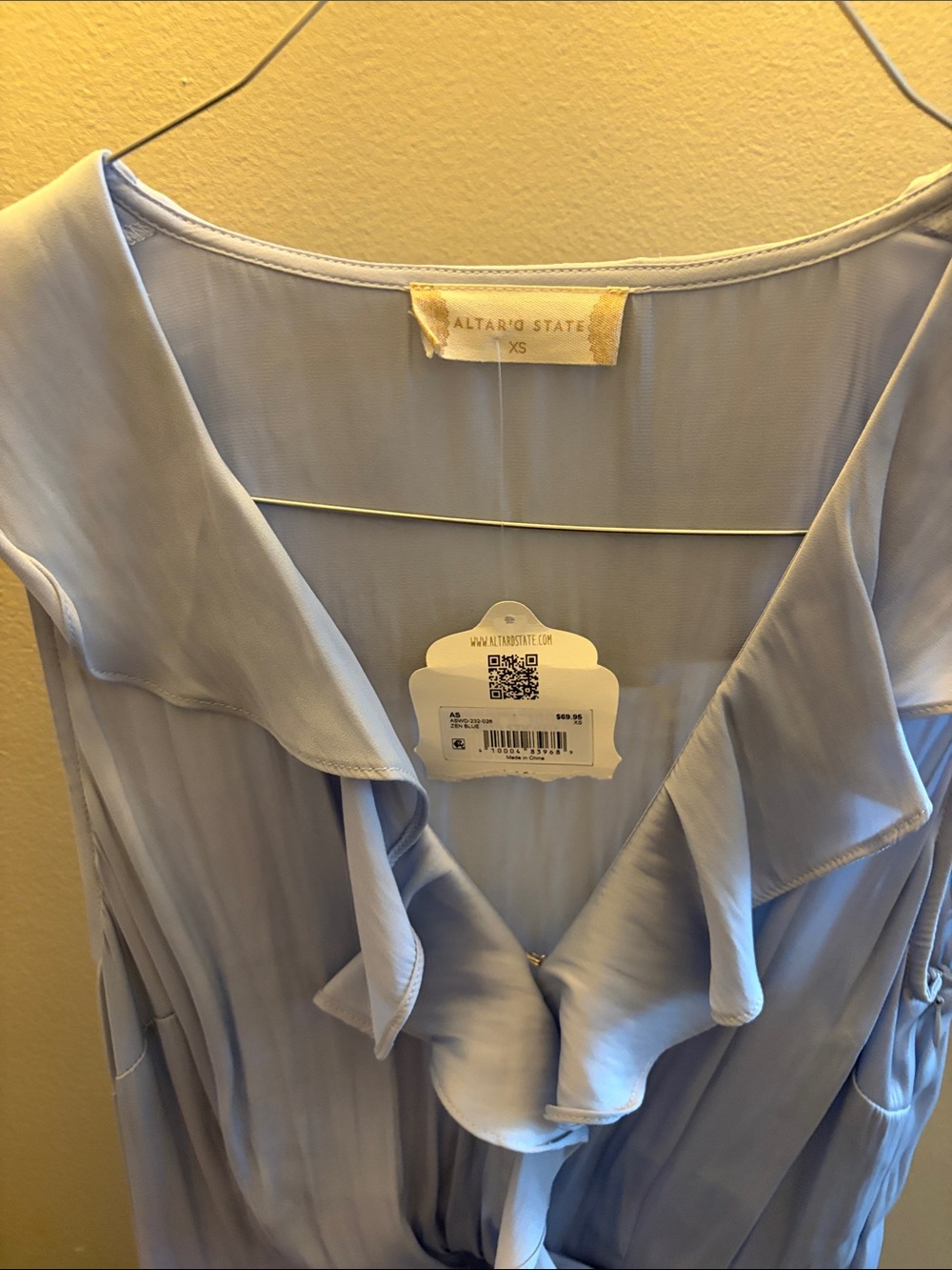Altar'd State Pale Blue Ruffle Front Dress